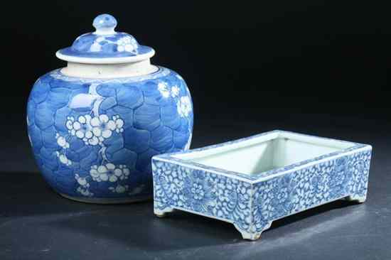 Appraisal: CHINESE BLUE AND WHITE PORCELAIN JAR AND COVER th century