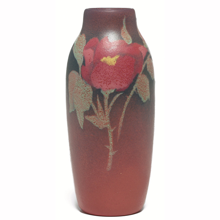 Appraisal: Nice Rookwood vase finely painted matt with a deep red