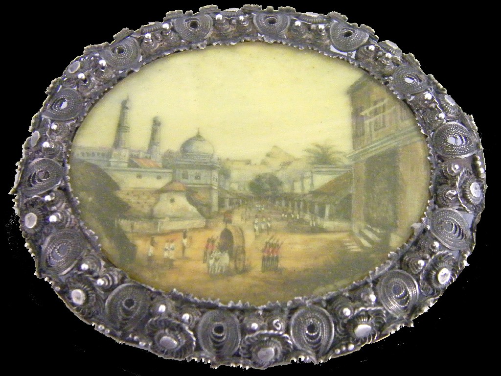 Appraisal: th century Colonial School - Indian street scene with a