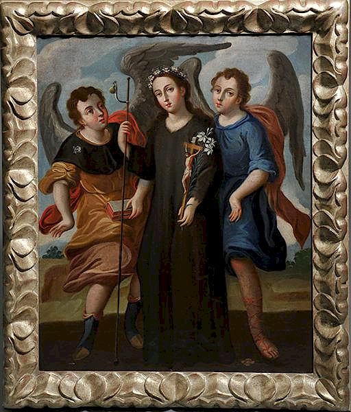 Appraisal: Oil on Canvas St Rosalia of Palermo with Angels Saint