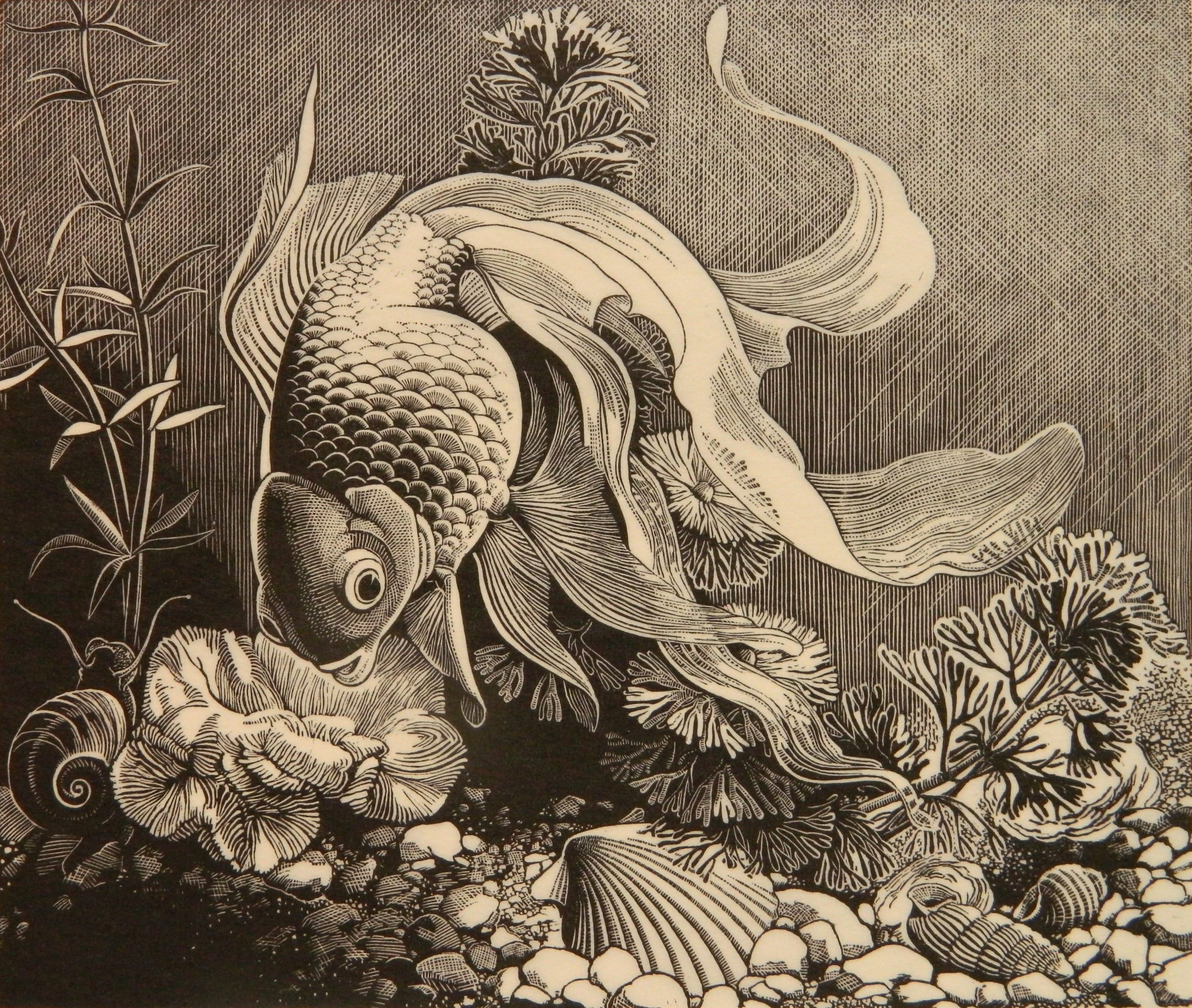 Appraisal: Dorothy Lathrop - Gold Fish''- wood engraving signed in pencil