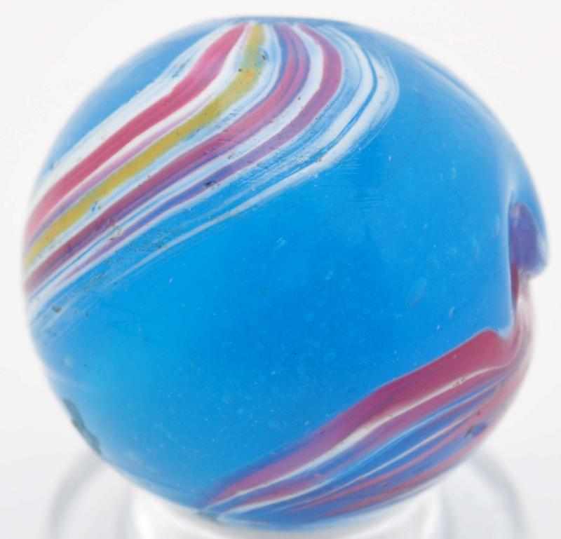 Appraisal: Submarine Indian Swirl Marble Description Turquoise blue semi-transparent base with