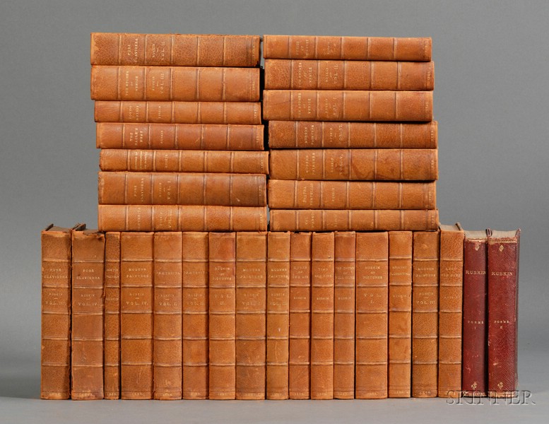 Appraisal: Ruskin John - Works assembled group of thirty uniformly bound