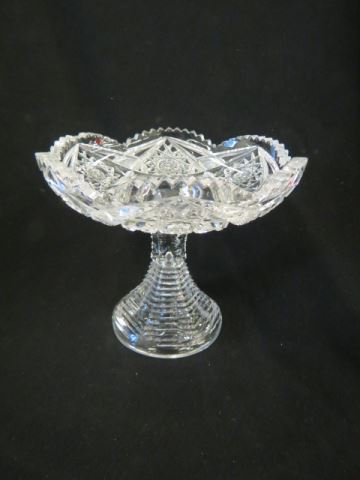 Appraisal: Cut Glass Tall Compote fancy star starburst top with step