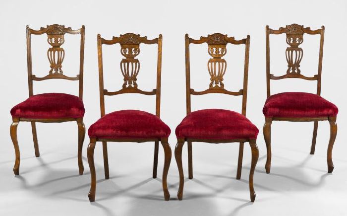 Appraisal: Suite of Four Late Victorian Stained Birch Dining Chairs ca