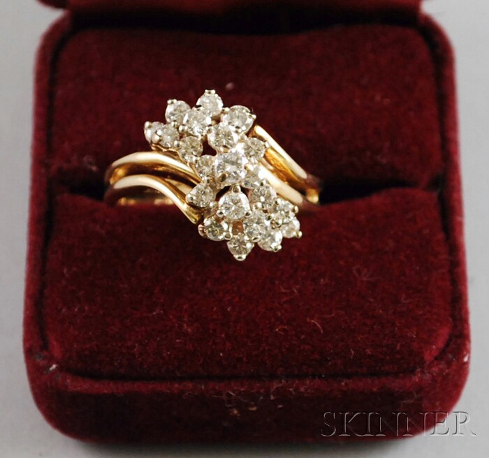 Appraisal: kt Gold and Diamond Waterfall Ring set with twenty-one round