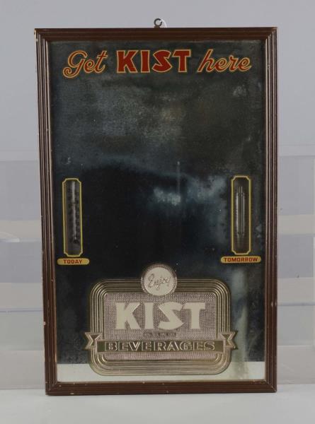 Appraisal: KIST Mirror With Weather Instruments This advertisement for KIST Beverages