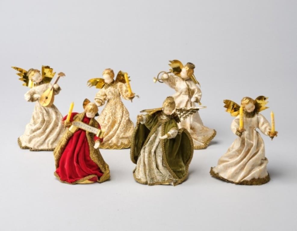 Appraisal: A group of six vintage Koestel wax Christmas angels very