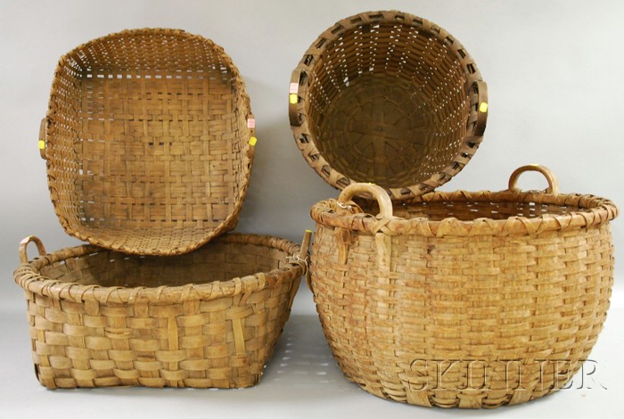 Appraisal: Four Large Woven Splint Open Baskets