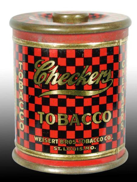 Appraisal: Checkers Knob-Top Tobacco Canister Description Manufactured by Weissert Brothers Tobacco