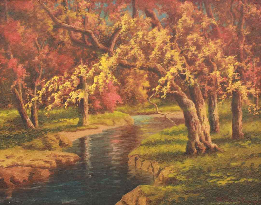 Appraisal: KRUGER Richard American - Fall Stream Oil Canvas '' x