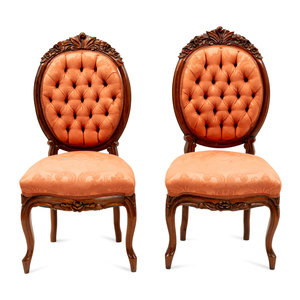 Appraisal: A Pair of Rococo Revival Mahogany Side Chairs th Century