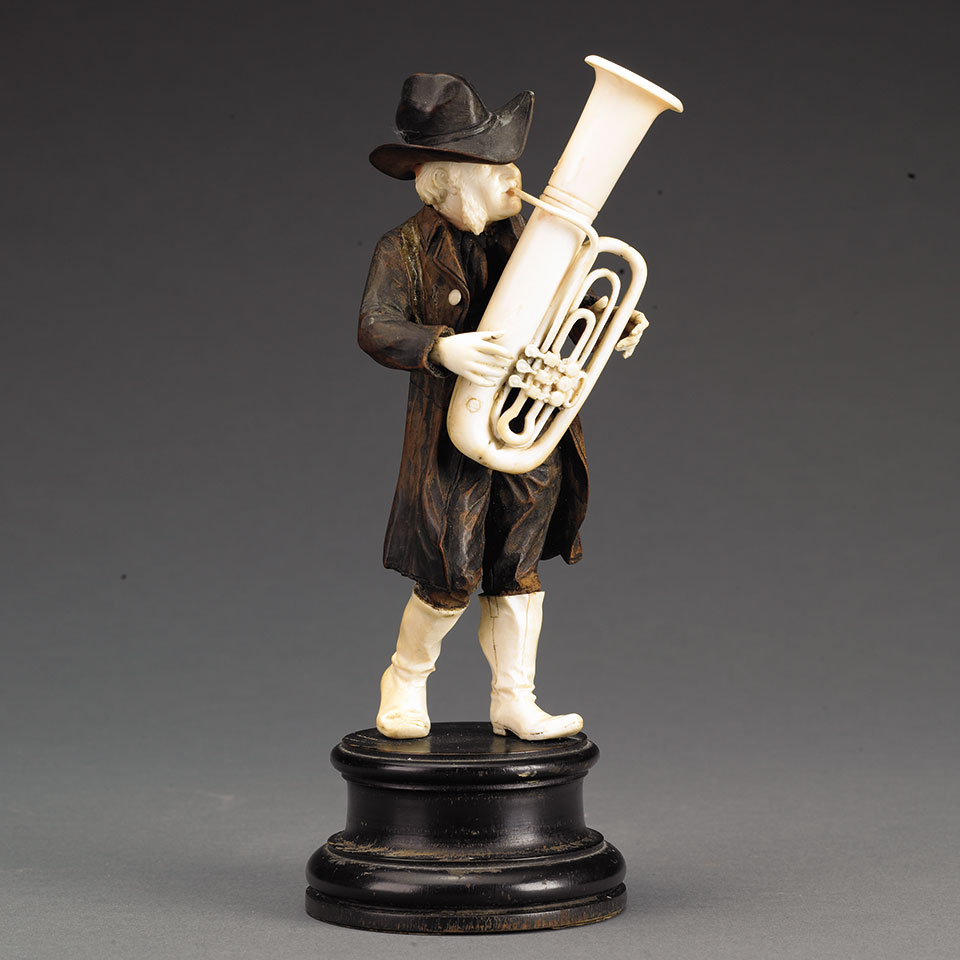 Appraisal: Six German Carved Wood and Ivory Figures of Musicians late