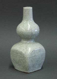 Appraisal: Chinese Guan-type ceramic vase of double gourd form with a