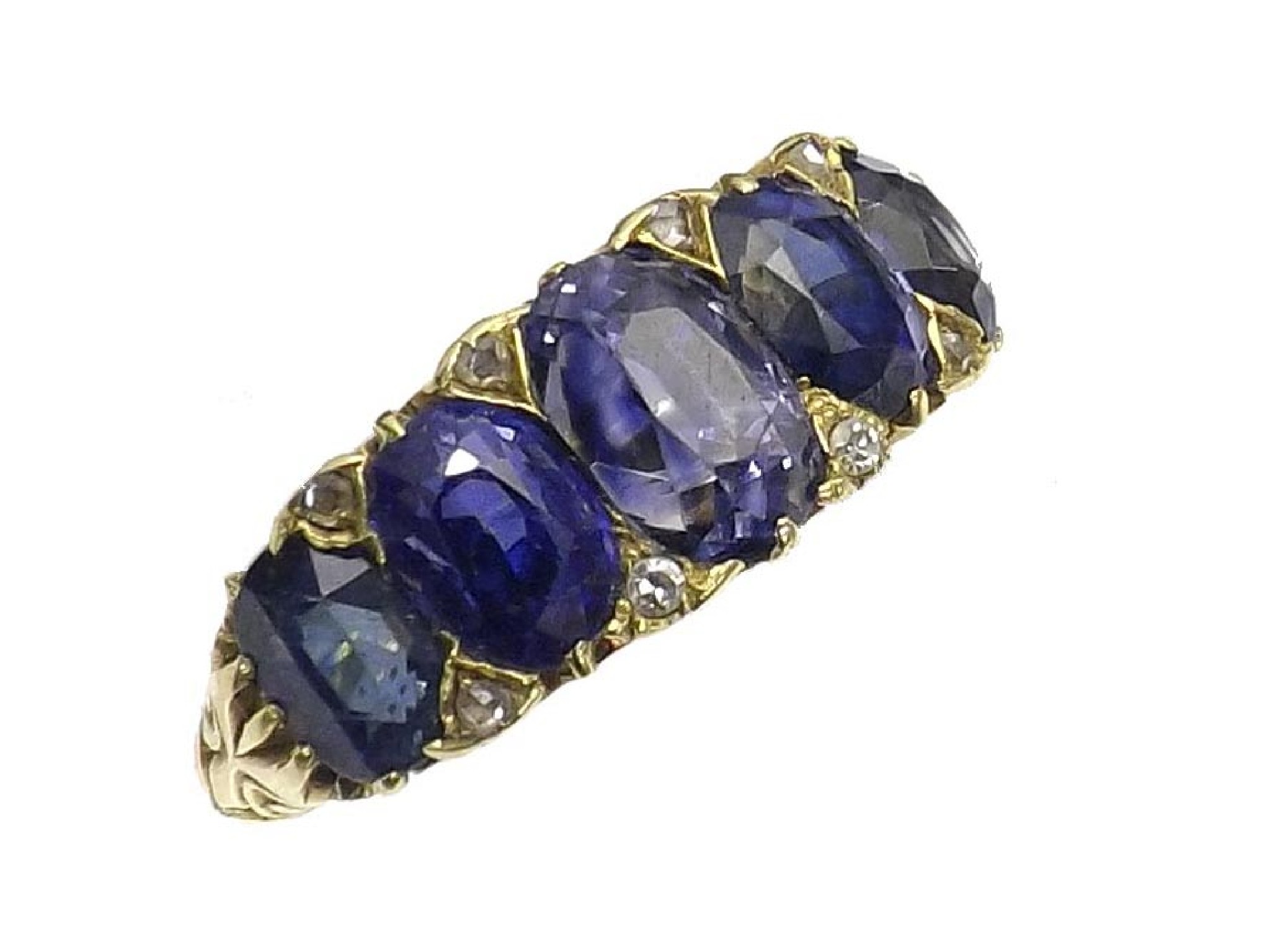 Appraisal: ct sapphire and diamond claw set ring with five graduated