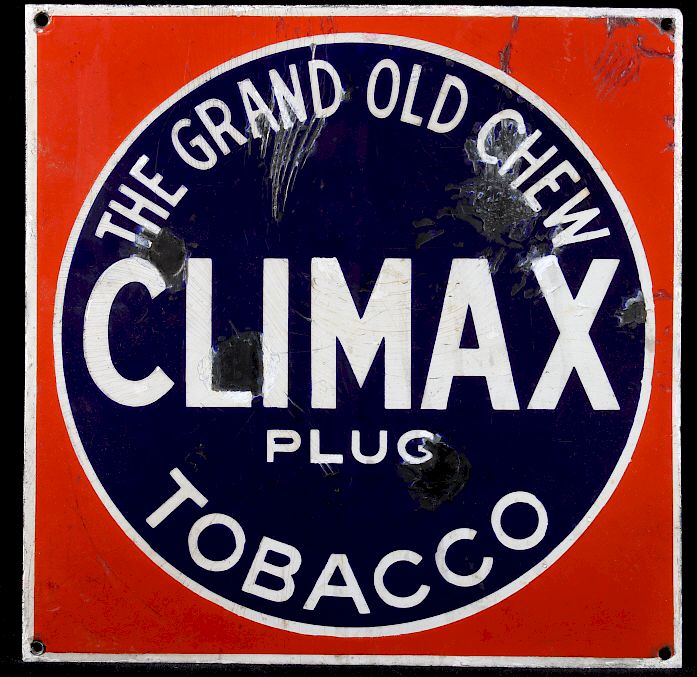 Appraisal: Climax Tobacco Porcelain Enamel Advertising Sign Offered in this lot