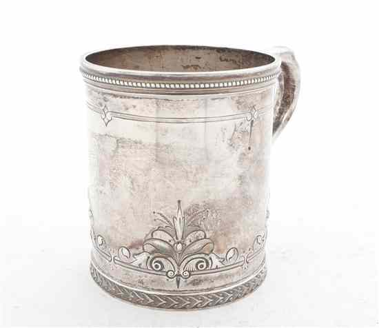 Appraisal: An American Sterling Silver Mug Tiffany Co circa of cylindrical