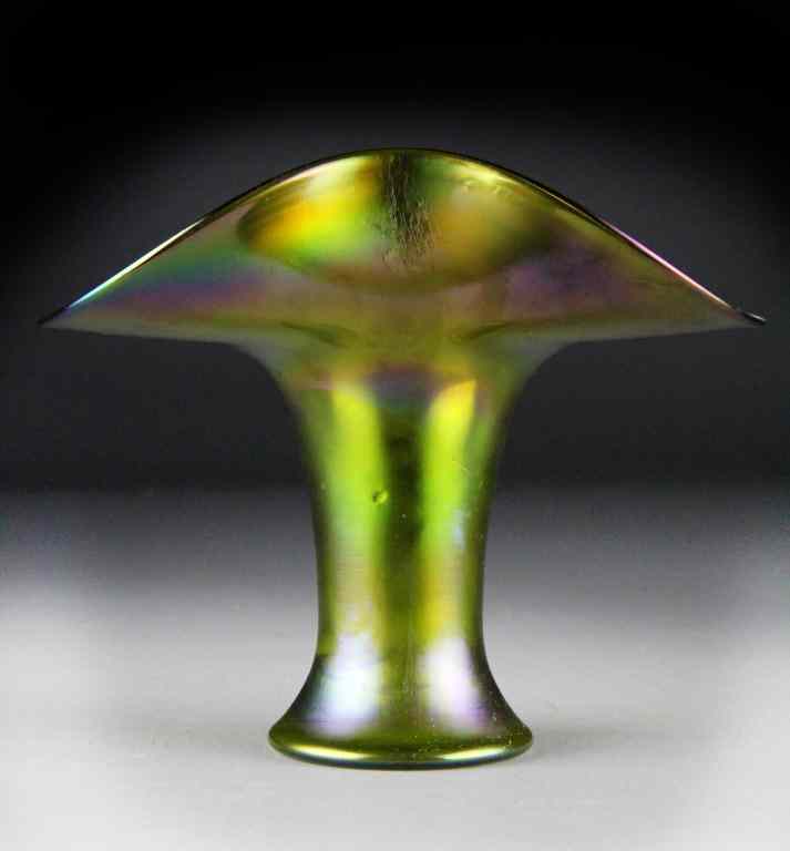 Appraisal: Loetz Style Art Glass VaseGreen Bohemian vase with Creta Glatt