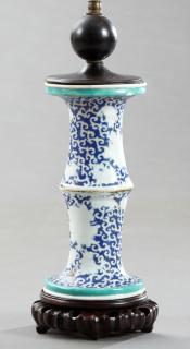 Appraisal: Pair of Chinese Porcelain Candlesticks early th c now joined