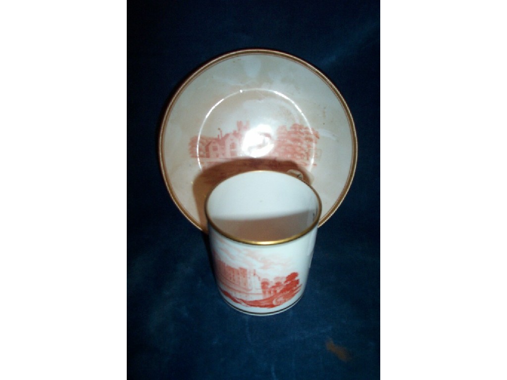 Appraisal: An early th century coffee can and saucer with red