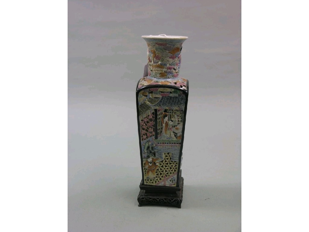 Appraisal: A Chinese porcelain vase tapering square shape with pierced detail