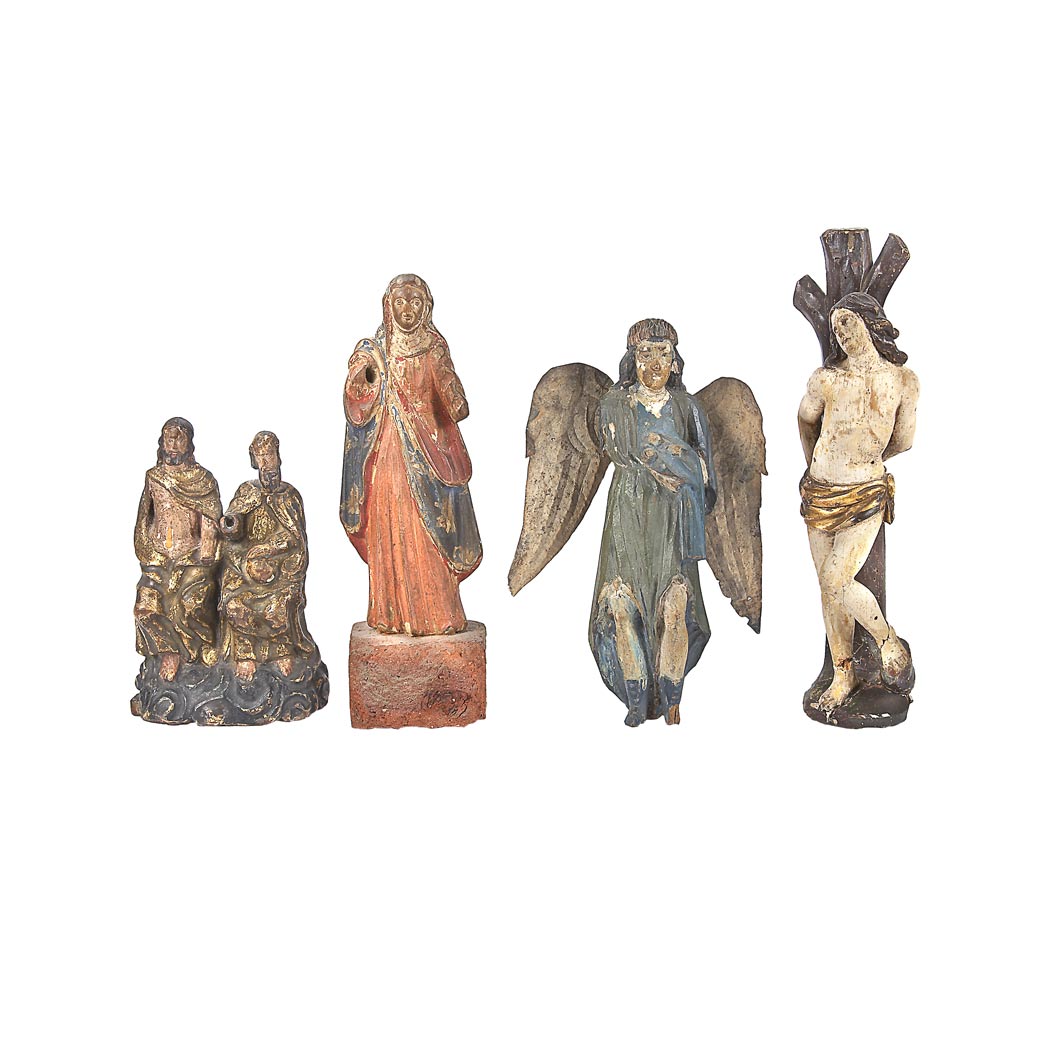 Appraisal: Group of Four Continental Polychrome Decorated Santos Figures th th