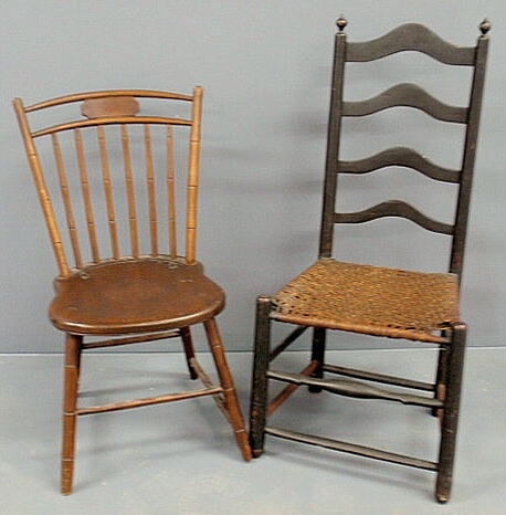 Appraisal: Four-slat ladder-back maple side chair h and a birdcage Windsor