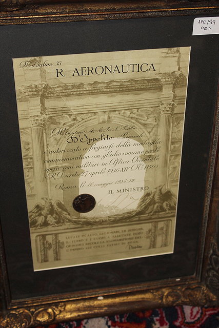 Appraisal: MEDAL CITATION - Regio Aeronautica citation No to Capitano A