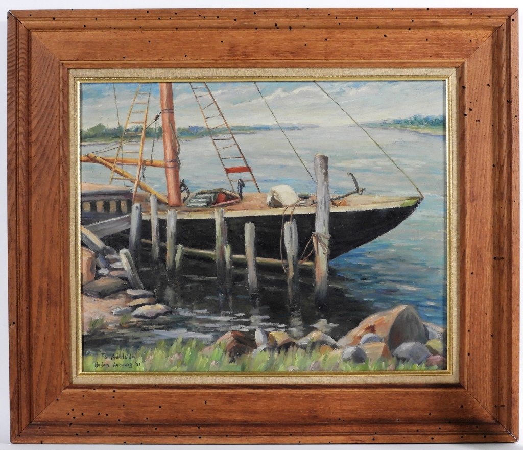 Appraisal: HELEN AUBOURG CAPE ANN GLOUCESTER HARBOR PAINTING Massachusetts th CenturyImpressionist