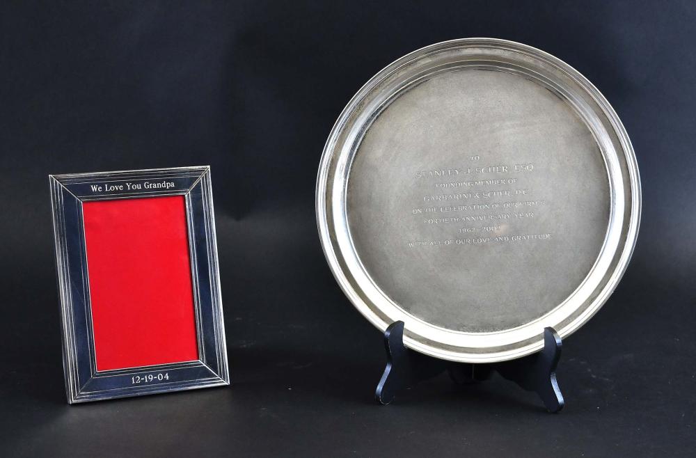 Appraisal: TIFFANY CO STERLING SILVER SALVER PICTURE FRAMEModern Both Marked The