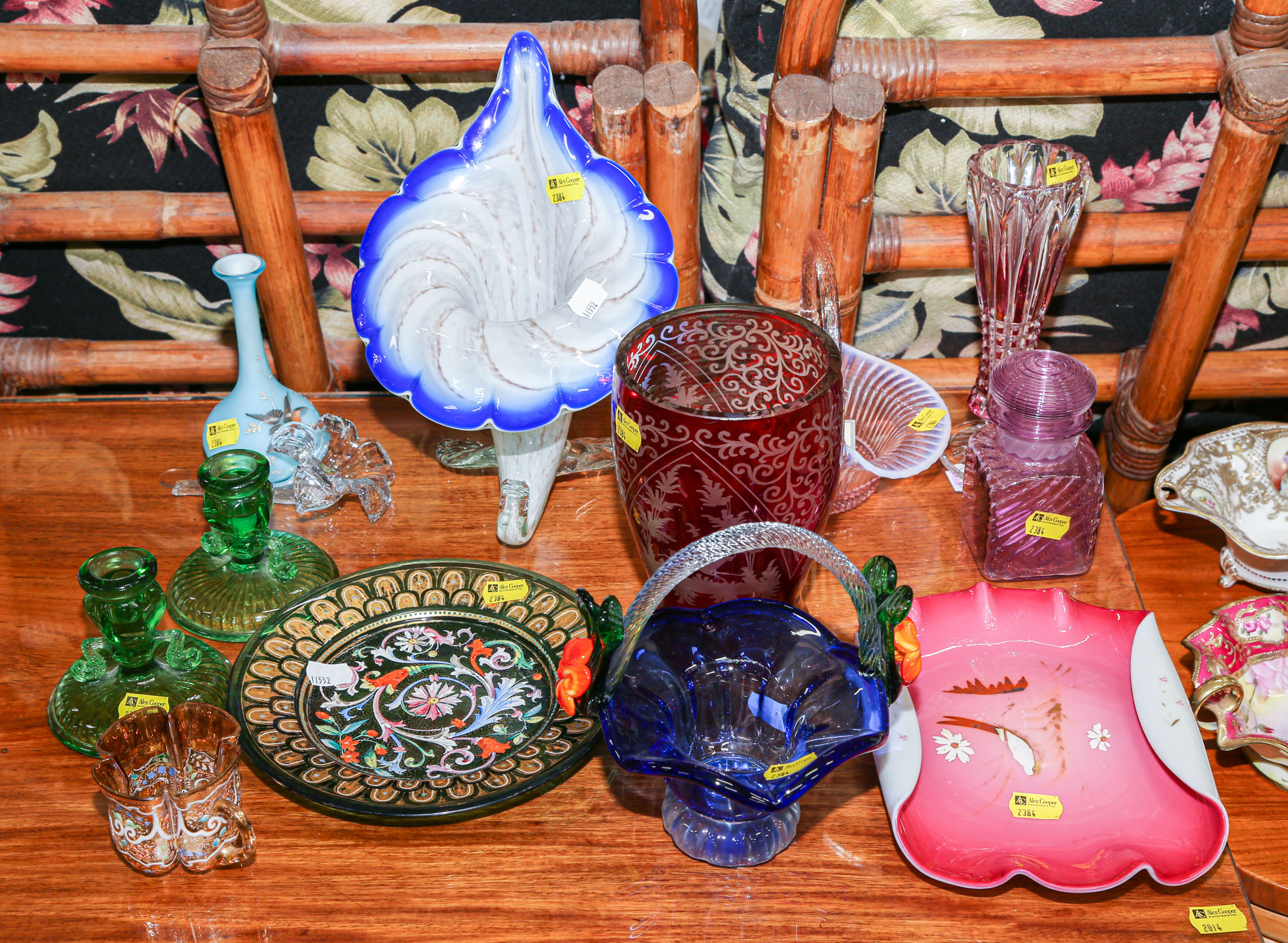 Appraisal: ASSORTMENT OF GLASS ITEMS Including cut-to-clear vase in H depression