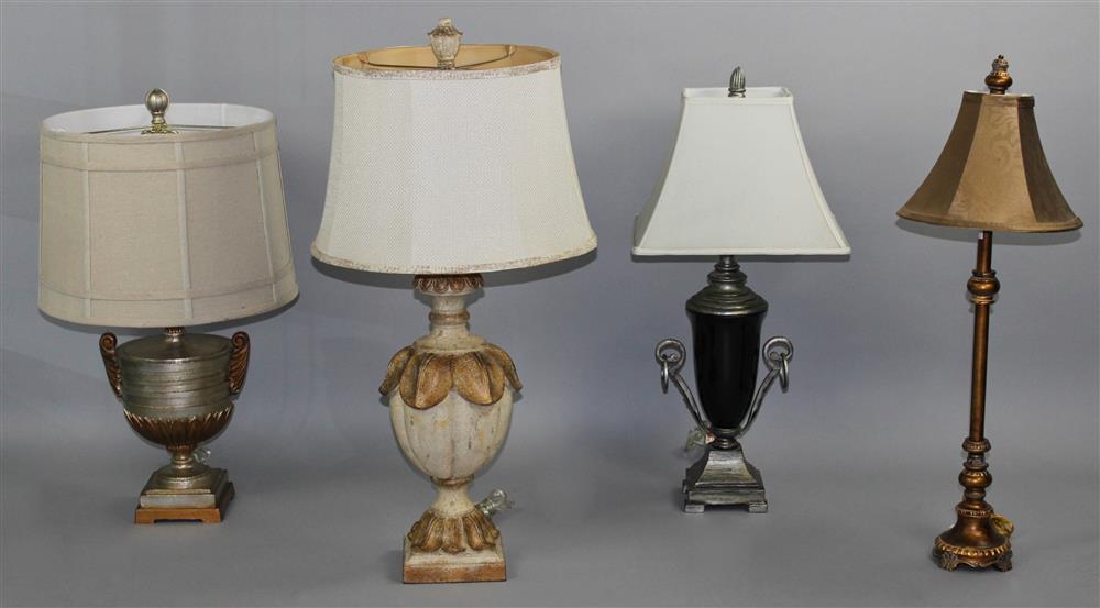 Appraisal: GROUP OF THREE NEOCLASSICAL STYLE URN SHAPED TABLE LAMPS TOGETHER