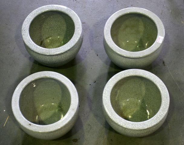 Appraisal: Four small grey crackle glazed pots cm high x cm