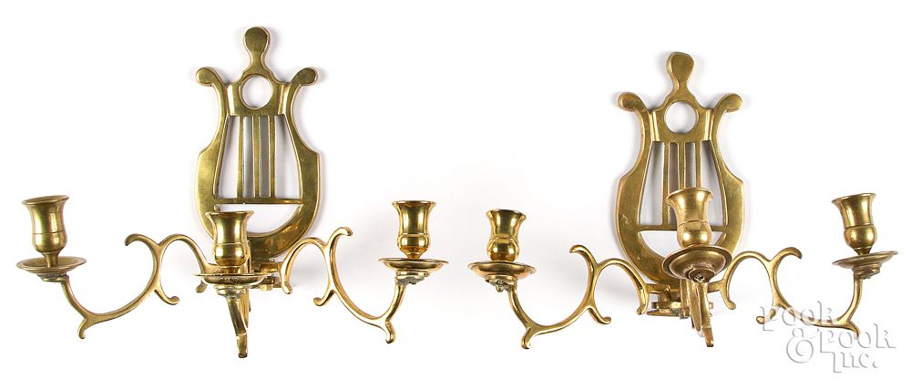 Appraisal: Four late George III lyre-back sconces Four late George III