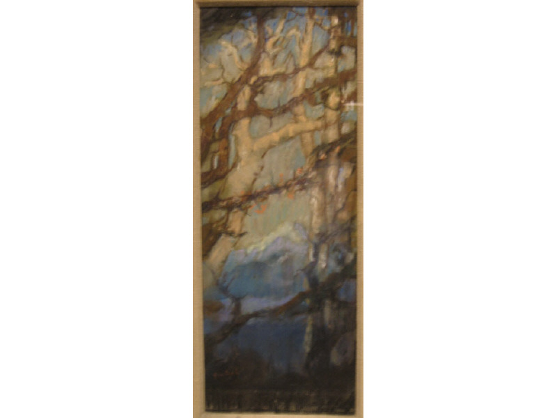 Appraisal: GUSTAV GOETSCH AMERICAN - Mountain range viewed through trees pastel