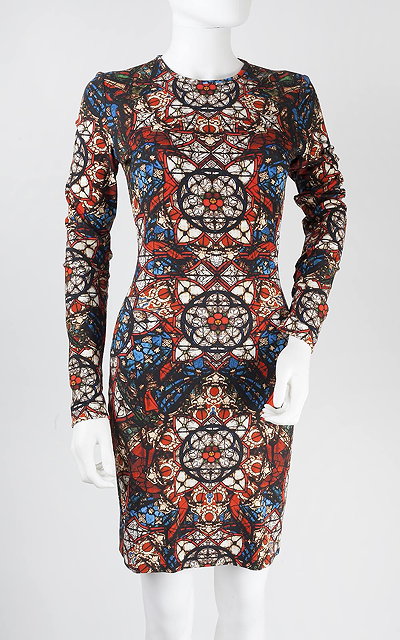 Appraisal: An Alexander McQueen sheath dress of kaleidoscopic stained glass window