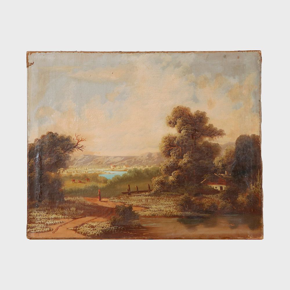 Appraisal: European School German Landscape Oil on canvas unsigned x in