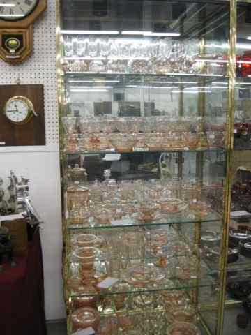 Appraisal: Glass Display Cabinet mirror back lighting glass shelves doors ''