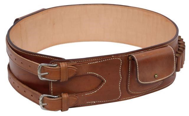 Appraisal: Western extra-wide leather ammunition belt John Day Texas Cattle Company