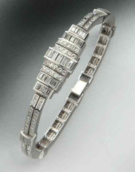 Appraisal: Plat Audemars Piguet for Cartier diamond braceletwatch featuring round single