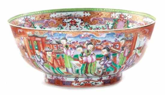 Appraisal: Chinese Export porcelain bowl circa Mandarin palette with vignettes of