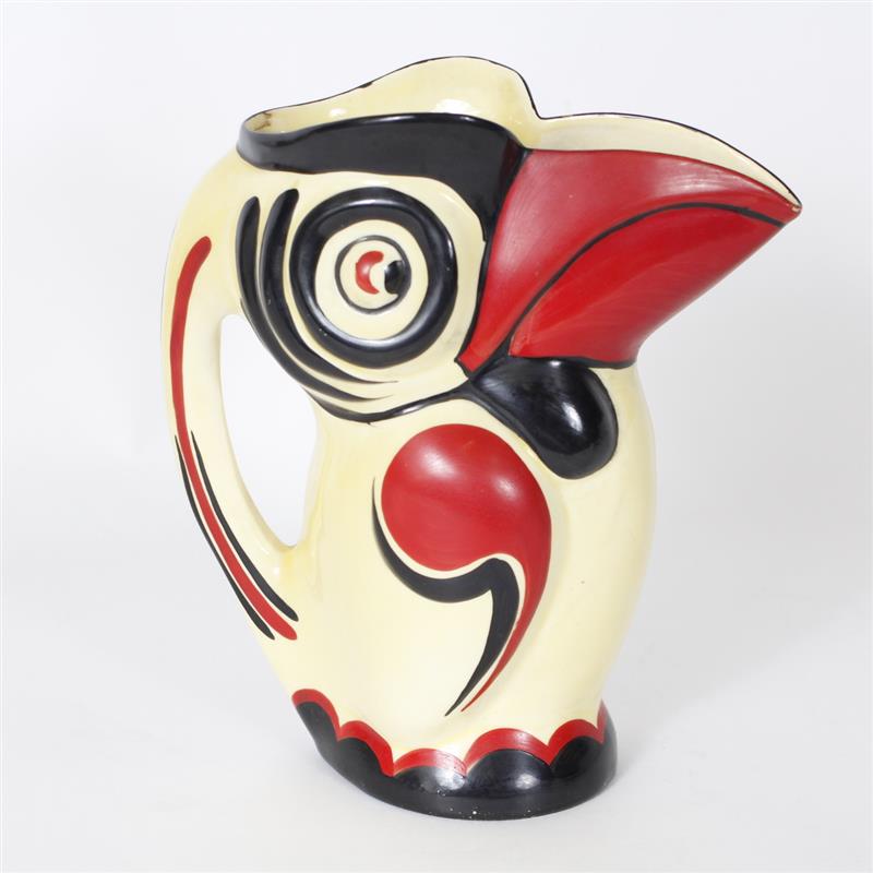 Appraisal: Art Deco Czech Ditmar Urbach Red and Black toucan pitcher