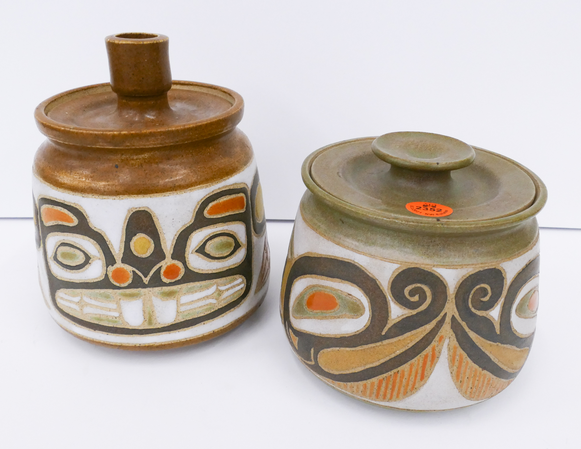 Appraisal: pc Arlene Mickelson Native Style Studio Pottery Covered Jars- -