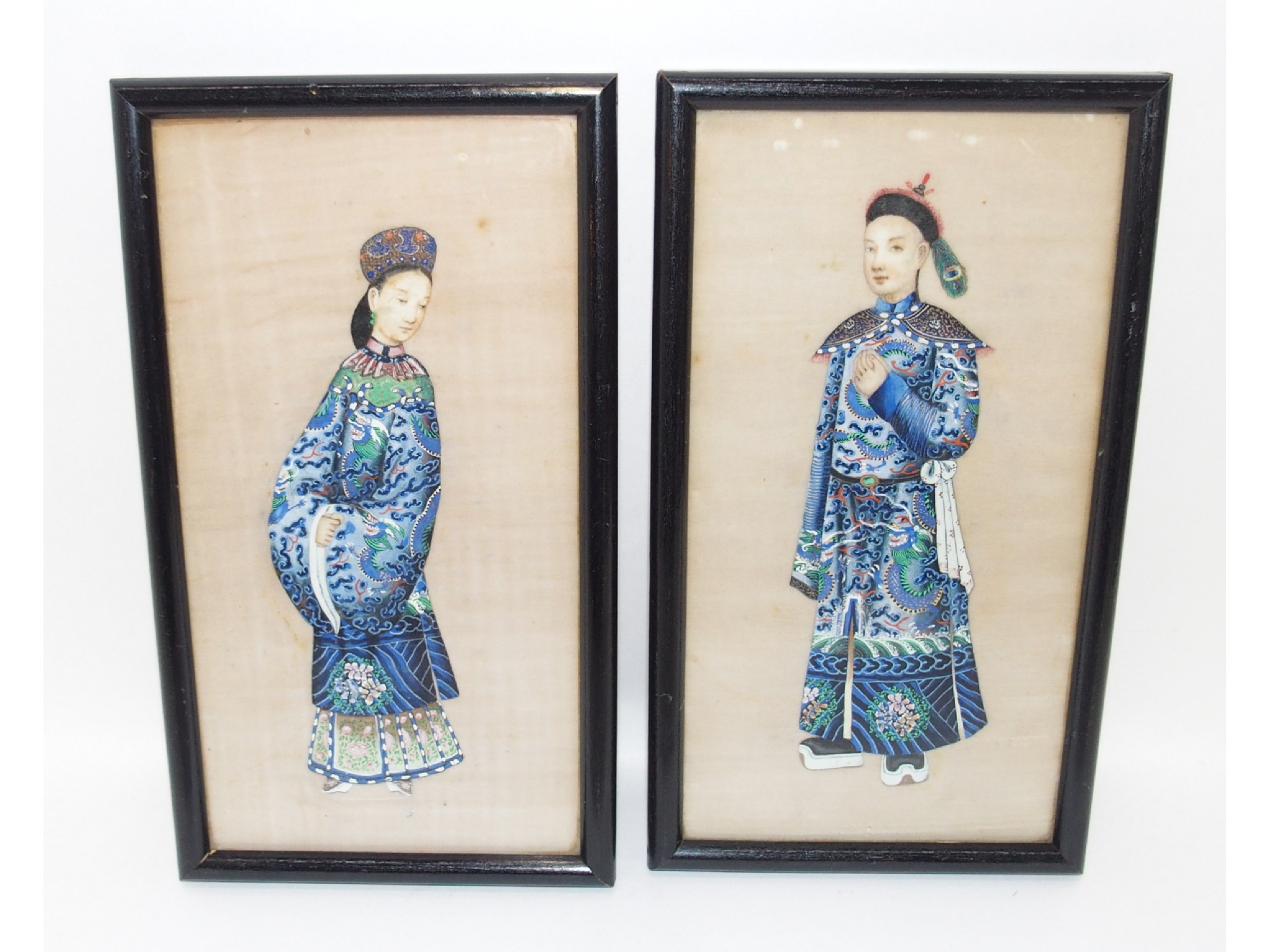 Appraisal: Pair of Chinese watercolours of figures