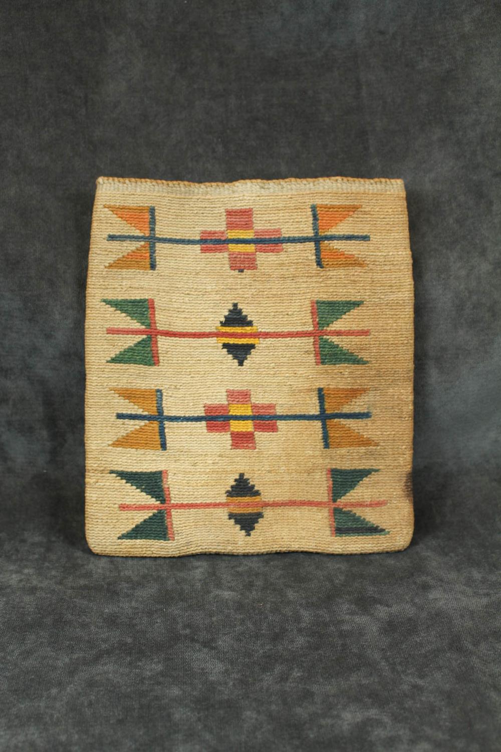 Appraisal: NATIVE AMERICAN PLATEAU CORN HUSK BAG hand twined and decorated