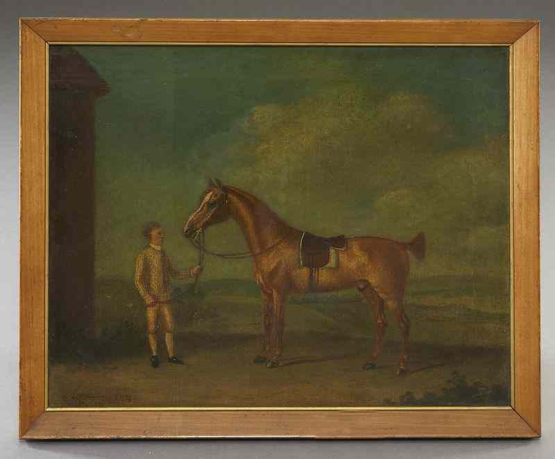 Appraisal: School of Francis Sartorius the Elder ''Groom holding a saddled