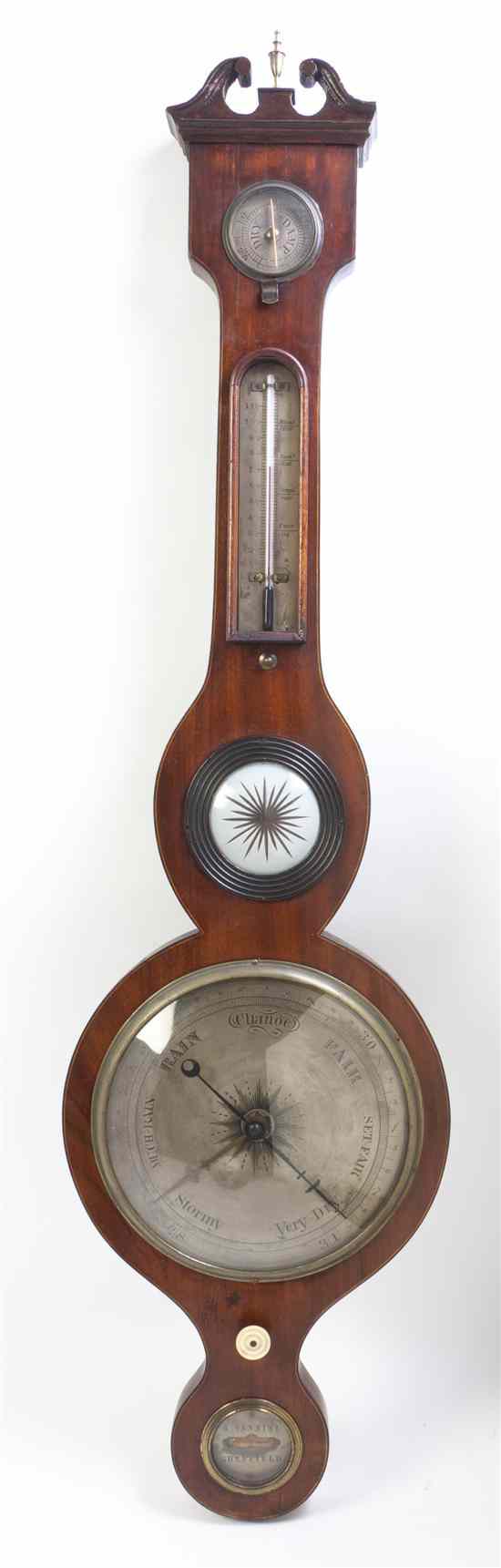 Appraisal: An English Mahogany Wheel Barometer A Vanini having a broken