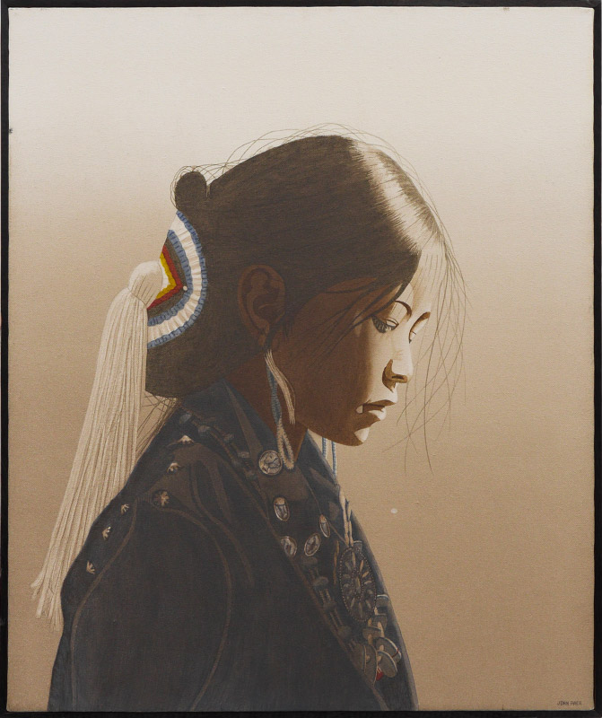 Appraisal: PACE John American - Young Indian Beauty Oil and Watercolor