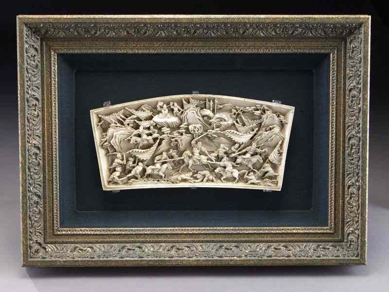 Appraisal: Chinese Qing carved ivory screen International buyers should note that