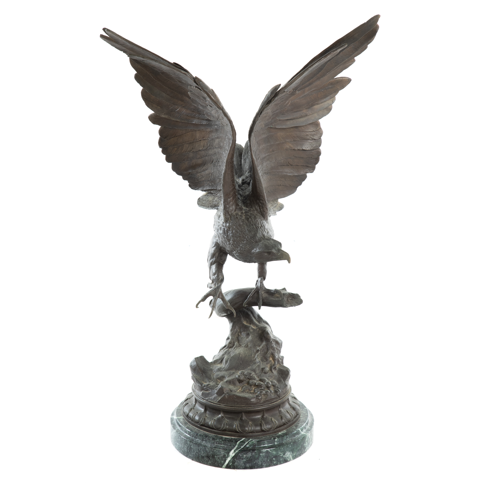 Appraisal: LARGE BRONZE EAGLE th century eagle with spread wings perching